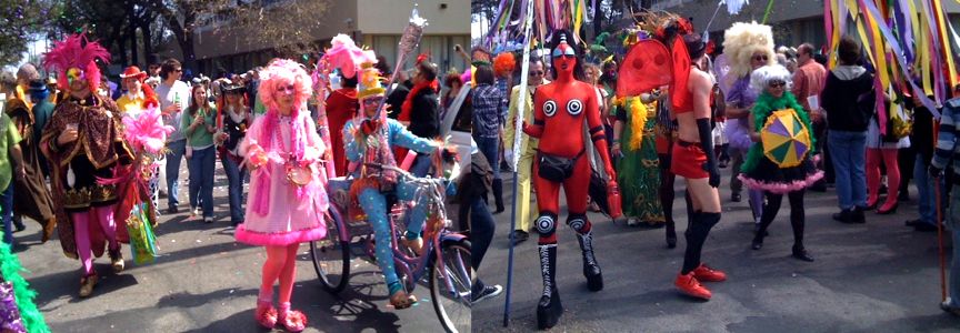 Mardi Gras parade on Frenchmen Street, New Orleans
